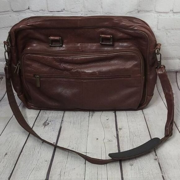 Vintage Bill Blass Brown Leather Laptop Bag - Picture 1 of 16